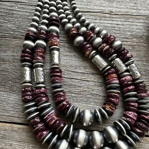 Purple Spiny Oyster Bead Necklace